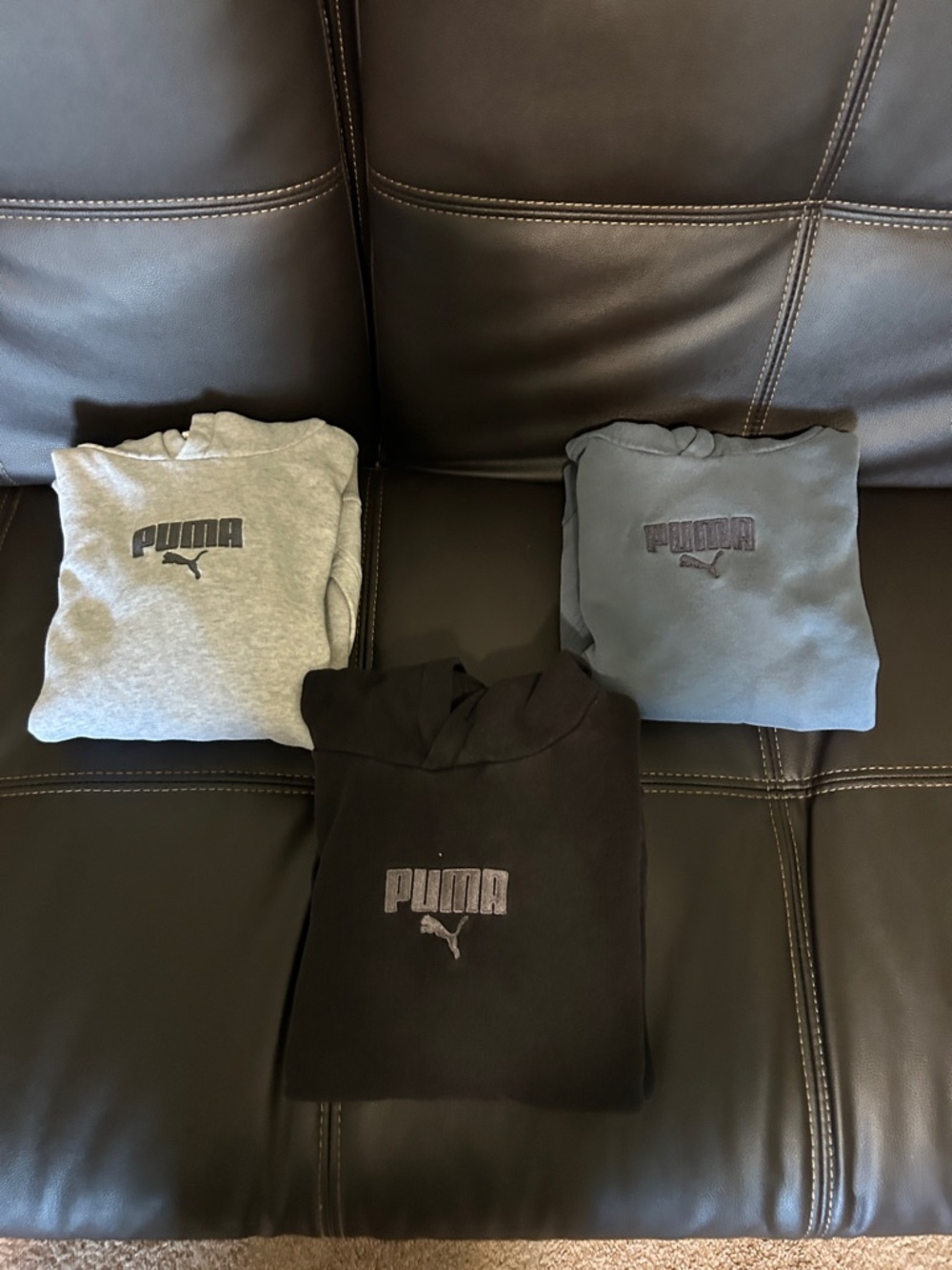 Puma 💙 Boys 3 Pack Hoodies - Black, Light Gray, Slate Blue Youth Large 14/16